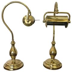 Pair of Brass Goose Neck Library Lamps