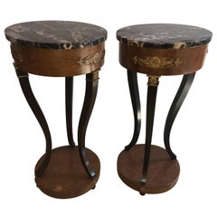 Pair of Empire Style Marble-Top Pedestals
