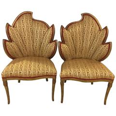 Vintage Pair of Flame Back Fireside or Armchairs