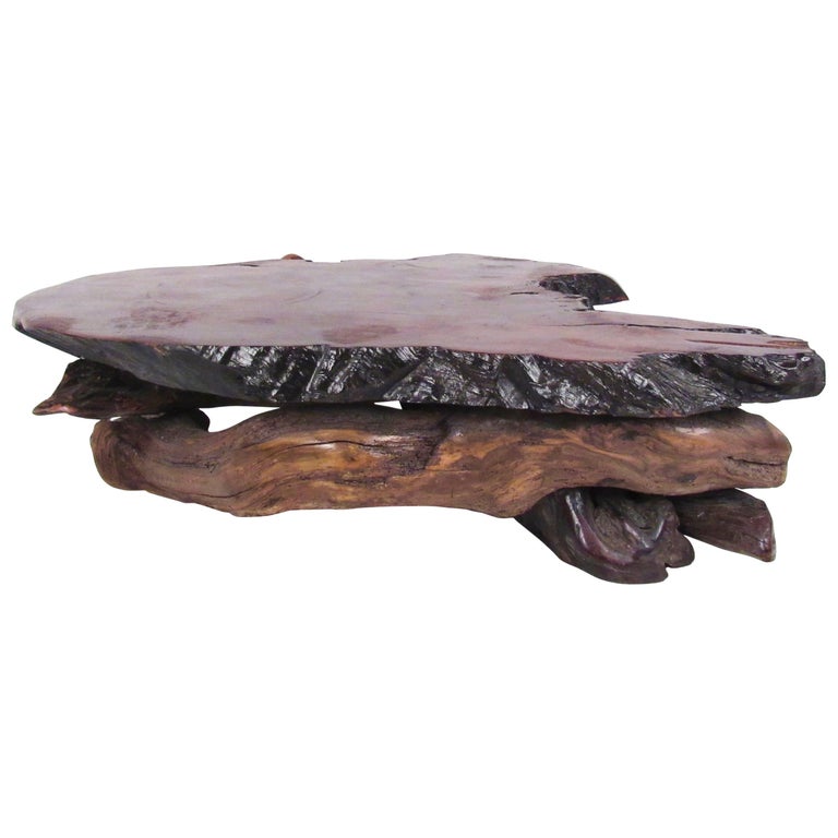 Stunning MidCentury Tree Slab Coffee Table For Sale at 1stDibs