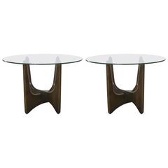 Pair of Walnut Criss Cross Sculptural Side or End Tables by Adrian Pearsall