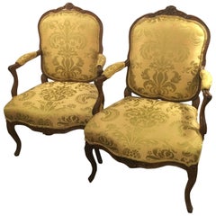 Pair of Period Louis XV Fauteuils or Arm Chairs, Bergeres in Fine Condition