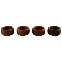 Kay Bojesen Four Napkin Rings in Teak, Danish Design 1950s