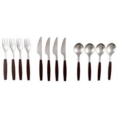 Complete Service for Four P., Henning Koppel, Strata Cutlery Stainless Steel