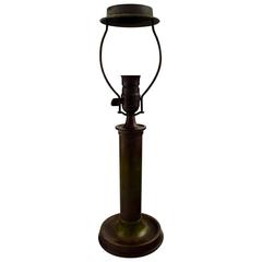 Vintage Just Andersen Art Deco Table Lamp in Bronze, Columnar Base on Circular Foot