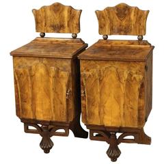 Vintage 20th Century Pair of Italian Bedside Tables in Art Deco Style