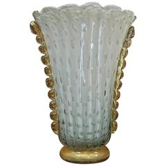 Fine Murano Glass Vases by Maestro Gianni Toso, with 24-Karat Gold Infused Glass