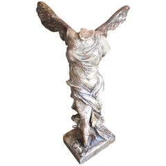 Romantic Antique Carved Wood Winged Venus Statue
