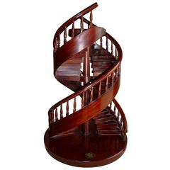 Antique French Mahogany Miniature Double Spiral Staircase, Model by a Craftsman, 1876