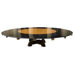 Massive Thirteen Foot Wide Round Oak Antique Dining Table to Seat Twenty People