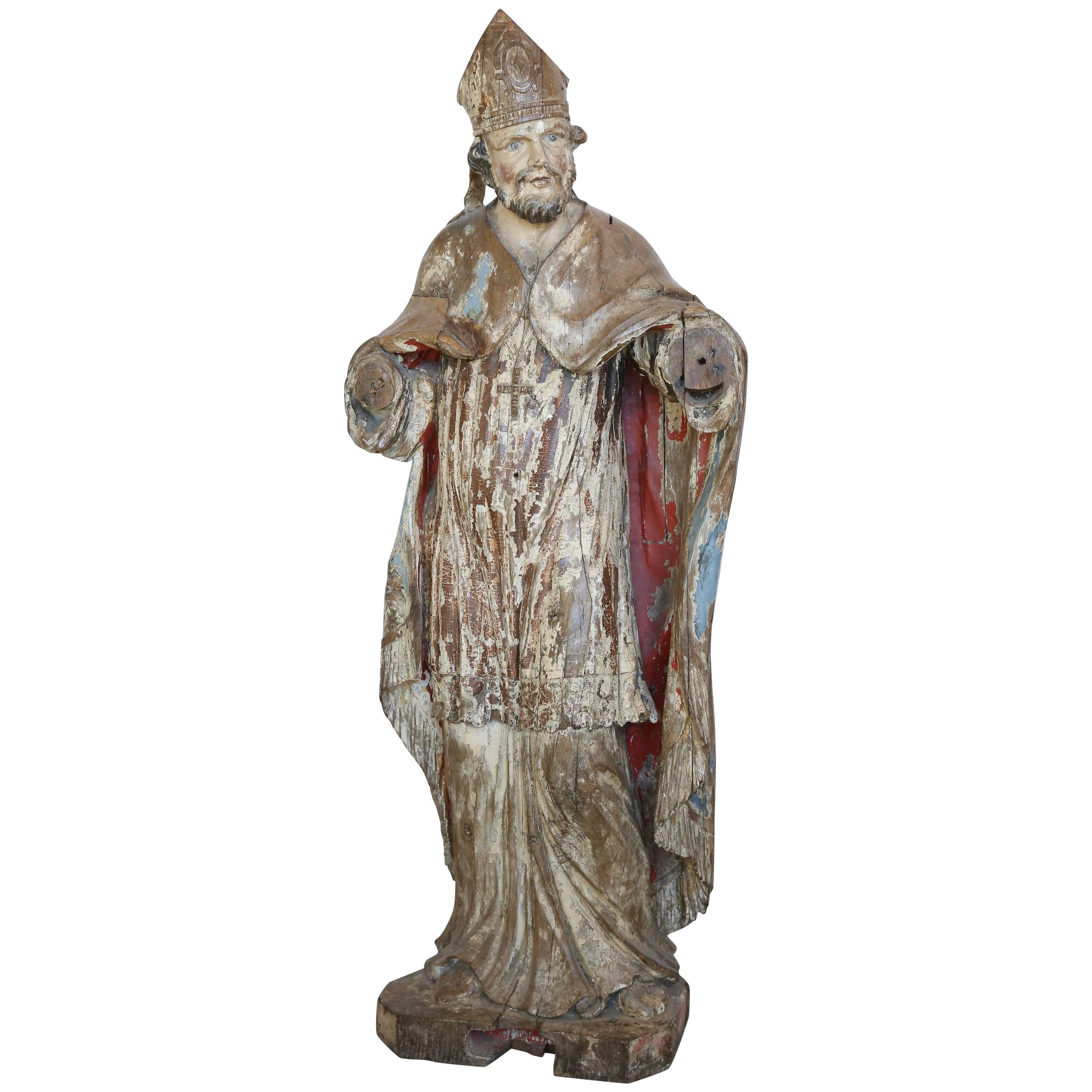 Large Hand-Carved Statue of Catholic Cardinal