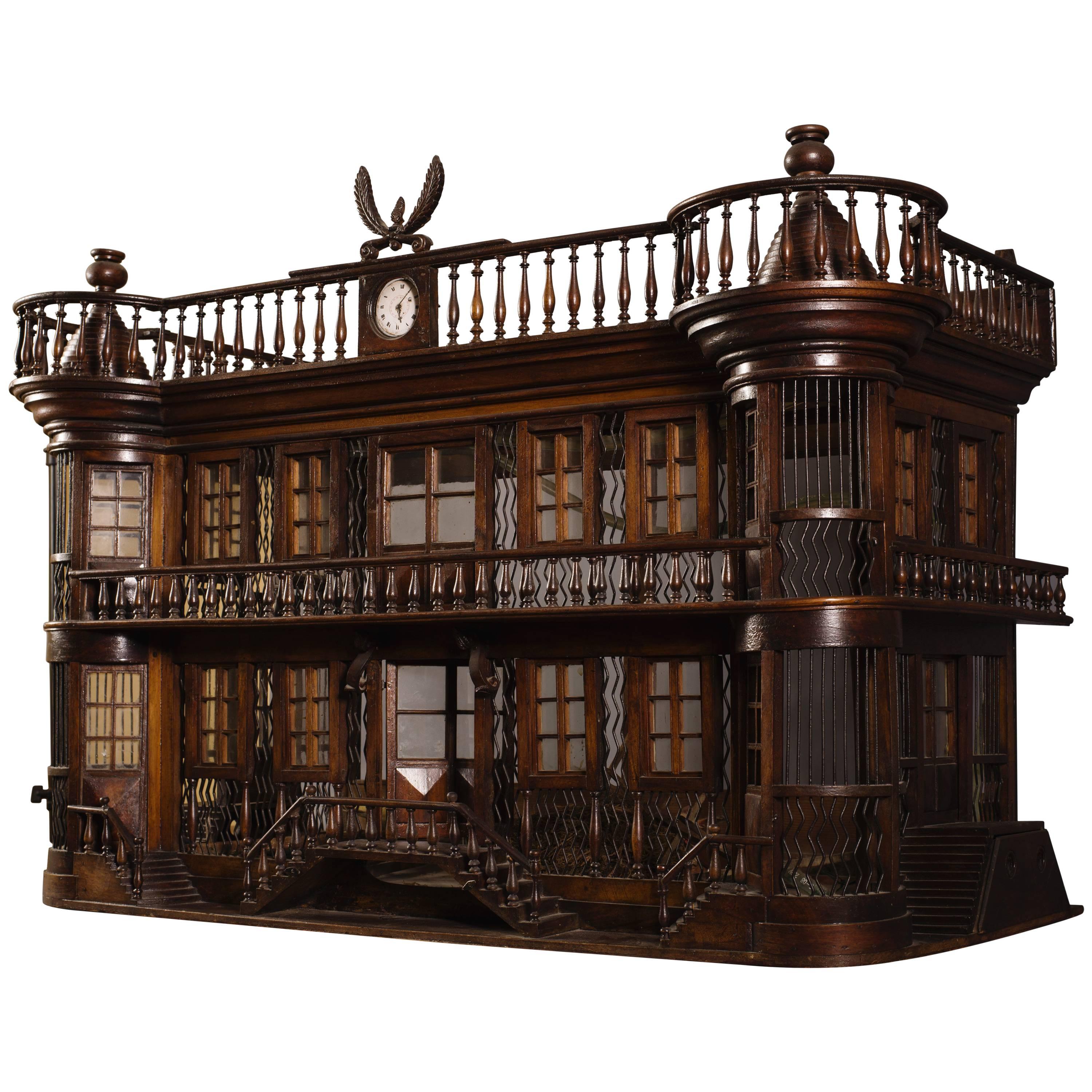 Rare Bird Cage in the Shape of a Miniature Castle, Late 19th Century For Sale