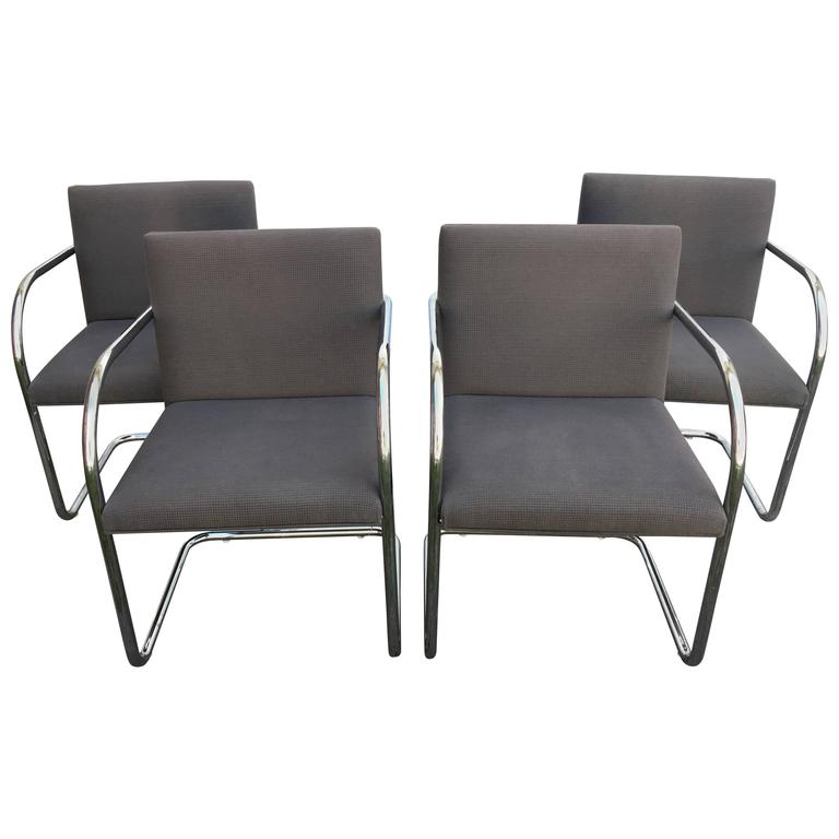 1980s Furniture 1980s mies van der rohe chrome tubular brno chairs, set of four at 1980s Furniture 1980s mies van der rohe chrome tubular brno chairs, set of four at