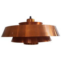 Jo Hammerborg Nova Pendant Light in Copper for Fog & Mørup Denmark, 1960s