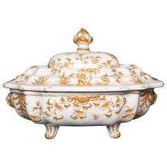 French Baroque Faience Tureen, Made by Moustiers