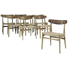 Set of Eight Original Vintage Hans Wegner CH23 Dining Chairs