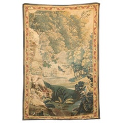 Vintage French Aubusson Tapestry with Pastoral Scene in Vertical Format, circa 1800