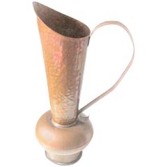 Antique Handmade Hand-Hammered Copper Art Nouveau Ewer Flower Vase, 1930