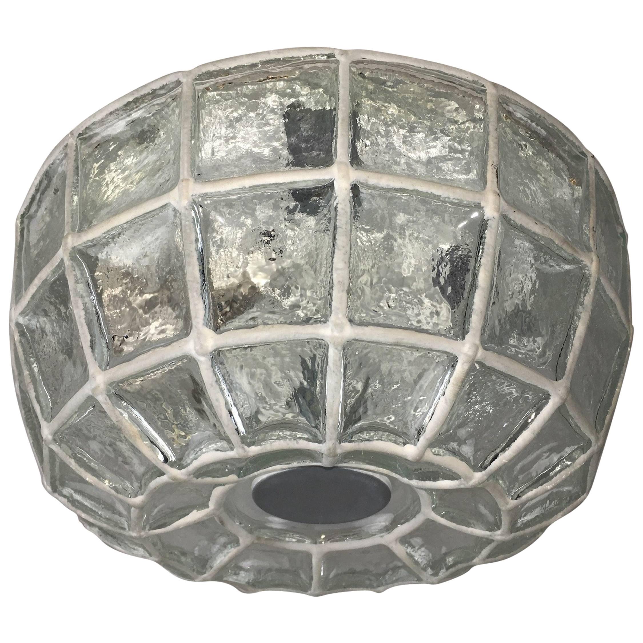 Limburg Honeycomb Iron and Clear Glass Flush Mount For Sale