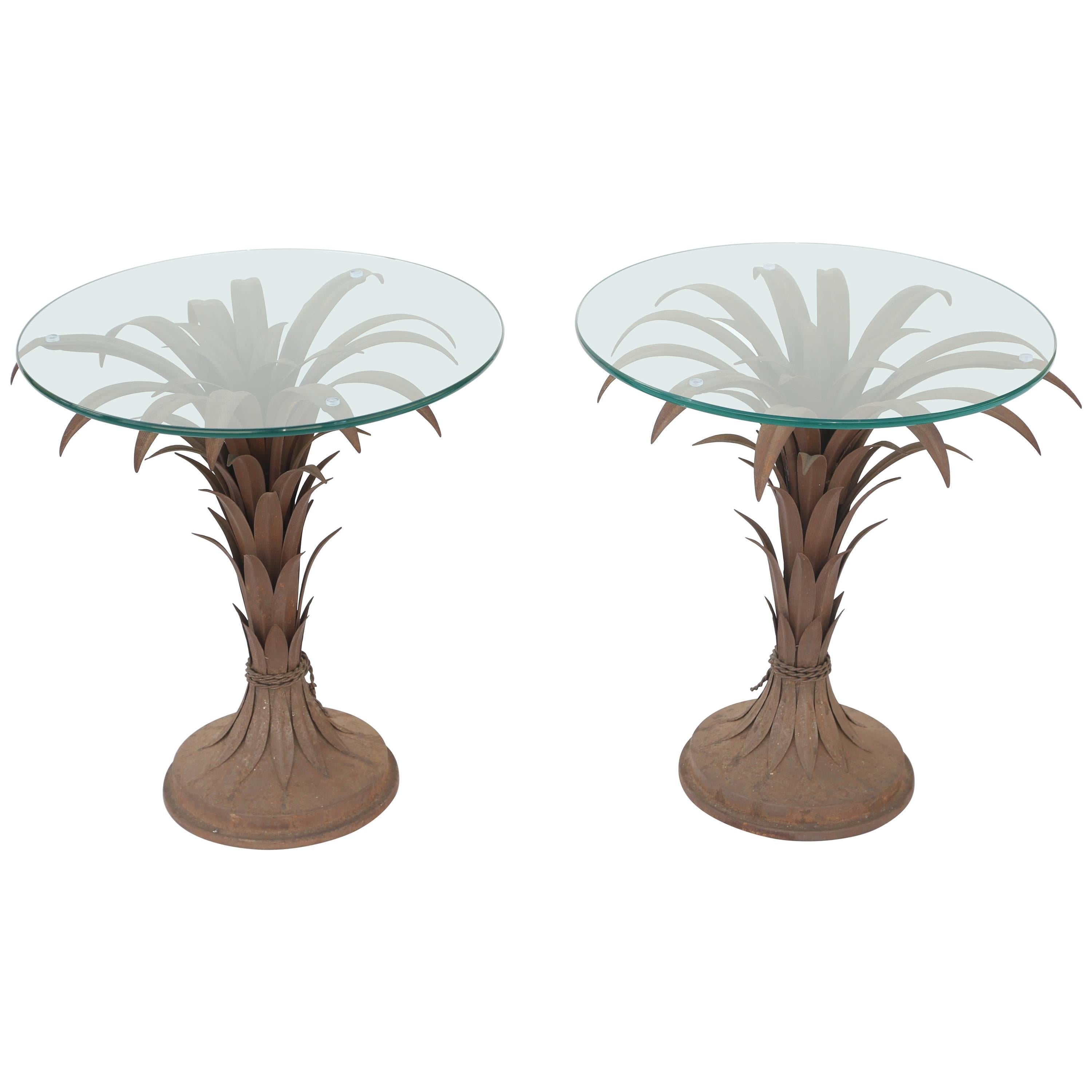 Pair of Iron Palm Accent Tables