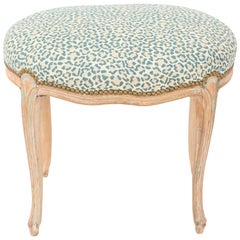 Vintage Oval Louis XV Stool with Pickled Finish