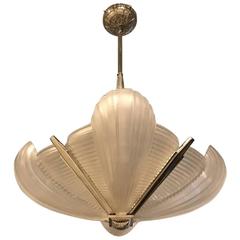 French Art Deco Pendant Chandelier by Atelier Petitot