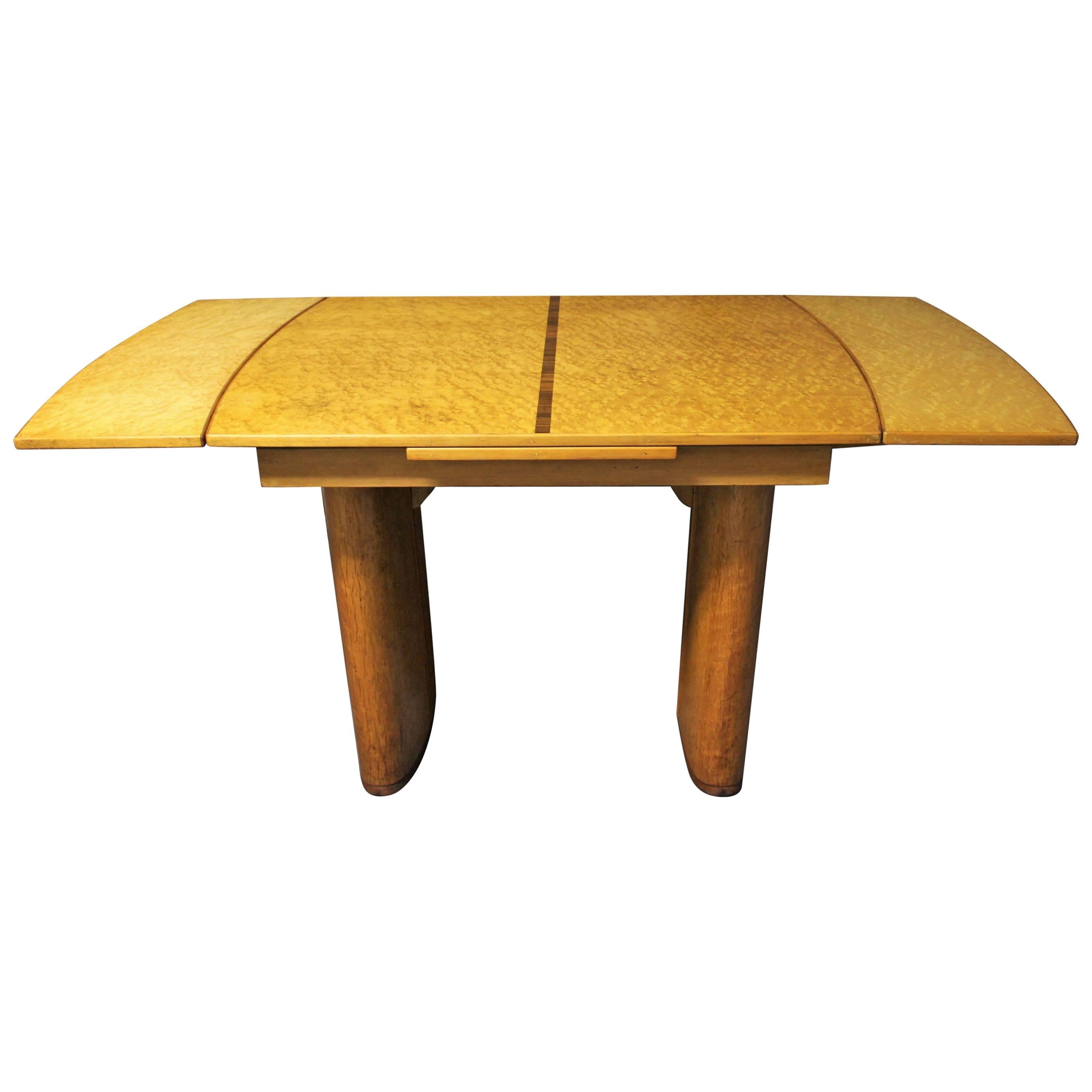 Art Deco Bird's-Eye Maple Extendable Dining Table