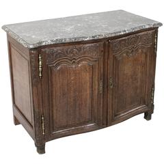 18th Century Hand-Carved French Regency Period Buffet, Sideboard with Marble Top
