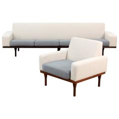Vintage Four-Seat Sofa and Lounge Chair by Illum Wikkelsø for Eilersen, Denmark, 1960s