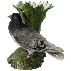 Large Majolica Grey Pigeon Vase Jerome Massier, circa 1890