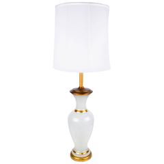 Stunning 1950s Opal Glass and Brass Table Lamp