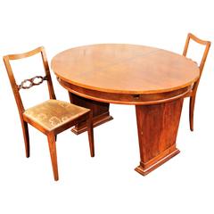 French Art Deco Desk Table and Two Chairs 3