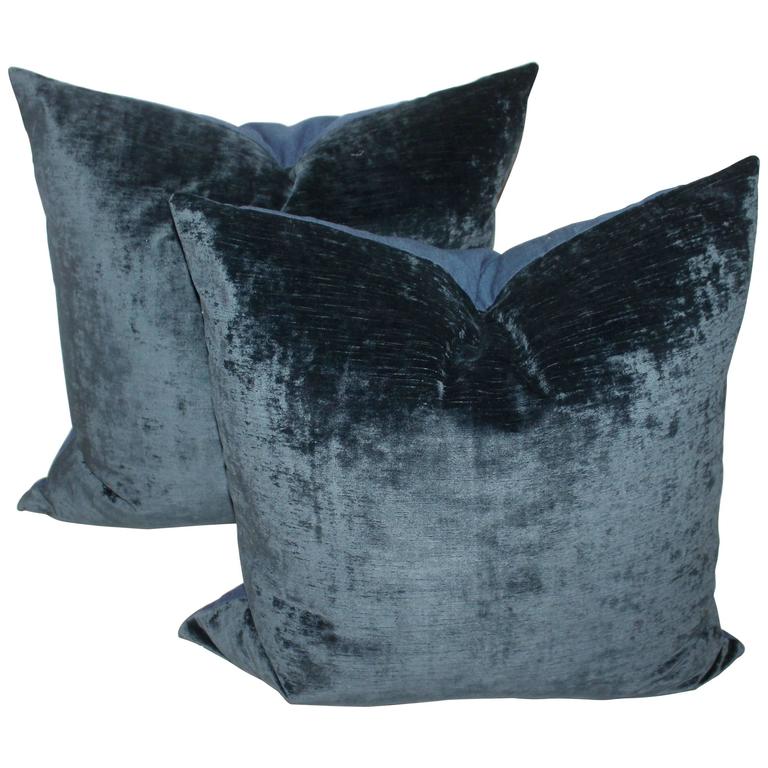 Indigo Blue Velvet Pillows at 1stdibs