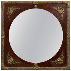 Antique Classical Bronze Wood Mirror