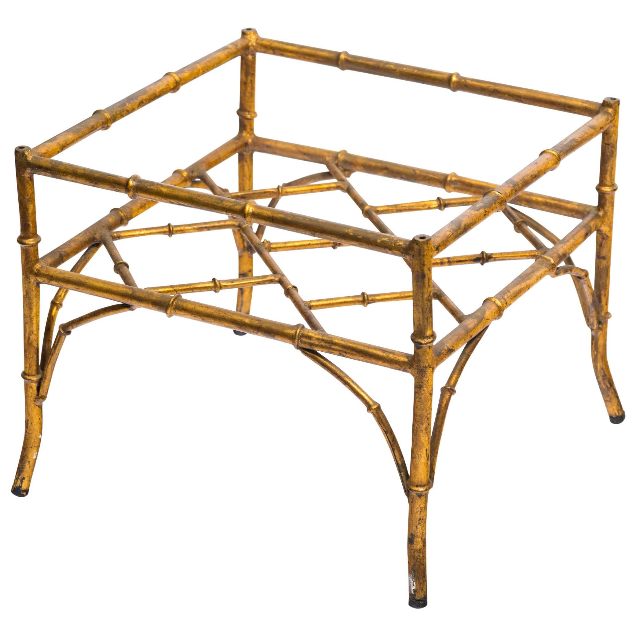 Italian Gilt Metal Faux Bamboo Side Table