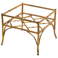 Italian Gilt Metal Faux Bamboo Side Table