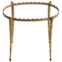 Oval Gilt Faux Bamboo Side Table 4