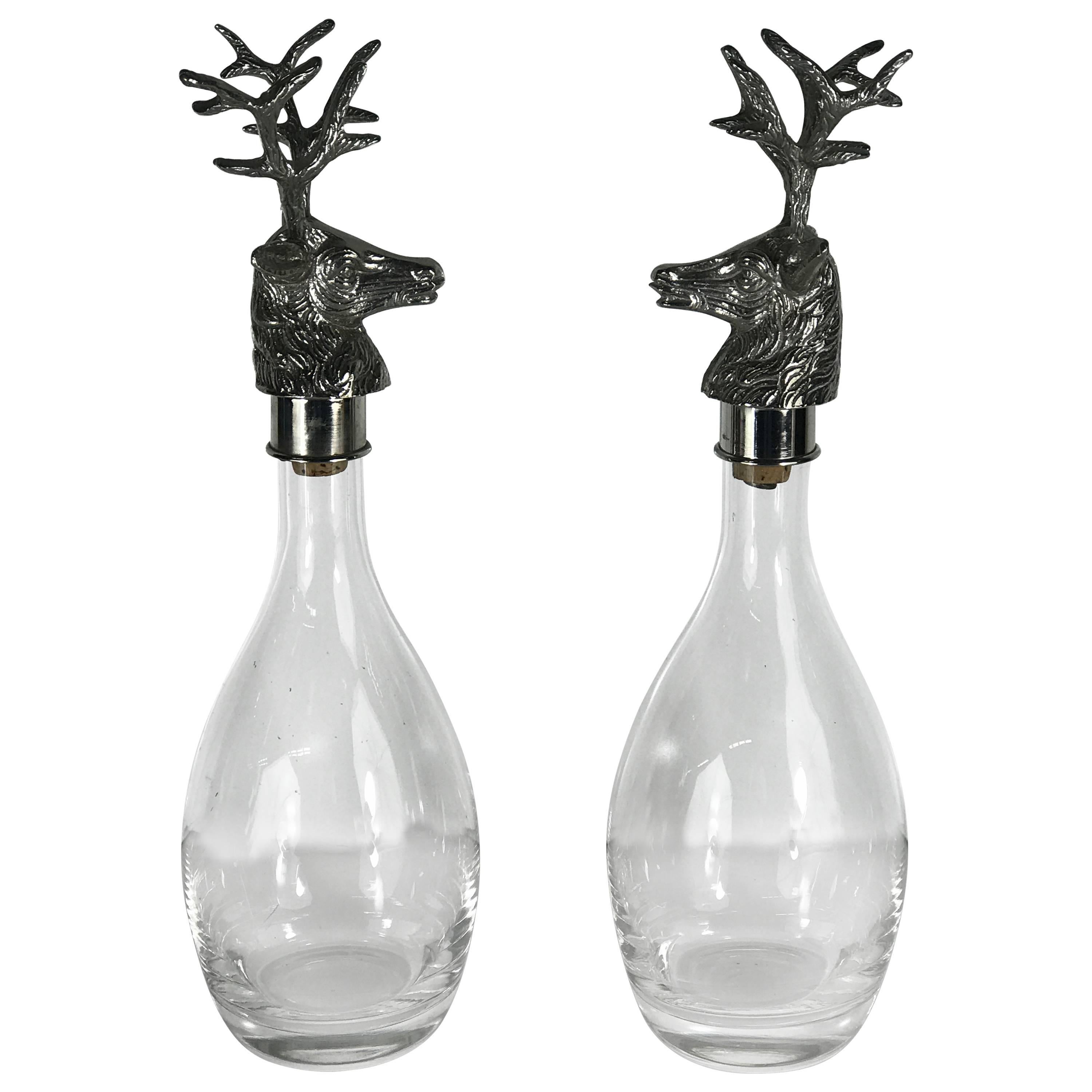 Pair of ARTHUR COURT Stag Motif Decanters