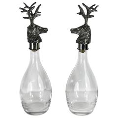 Pair of ARTHUR COURT Stag Motif Decanters