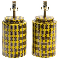 Pair of Kelly Hoppen Porcelain Tea Jar  Lamps