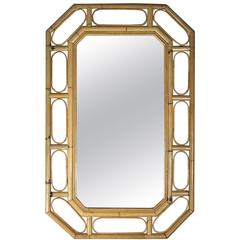 1970s Bamboo Octagon Wall Mirror