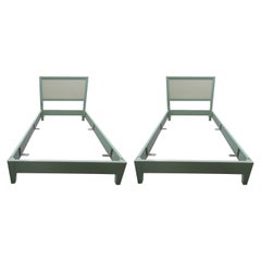 Pair of Greek Key Mandarin Twin Beds Designed by Kittinger, Mid-Century Modern