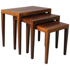 Nesting Tables in Rosewood, by Severin Hansen for Haslev, 1960s