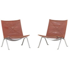 Pair of “Pk 22” Lounge Chairs by Poul Kjaerholm