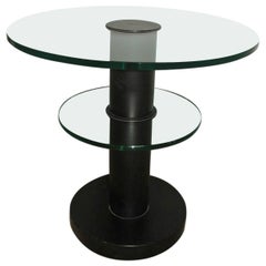 Table basse ronde Gio Ponti pour Fontana Arte, années 1960, verre noir dépoli