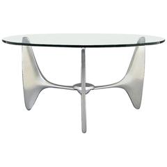 Coffee Table with Tripod Aluminium Frame and Loose Glass Tabletop 4