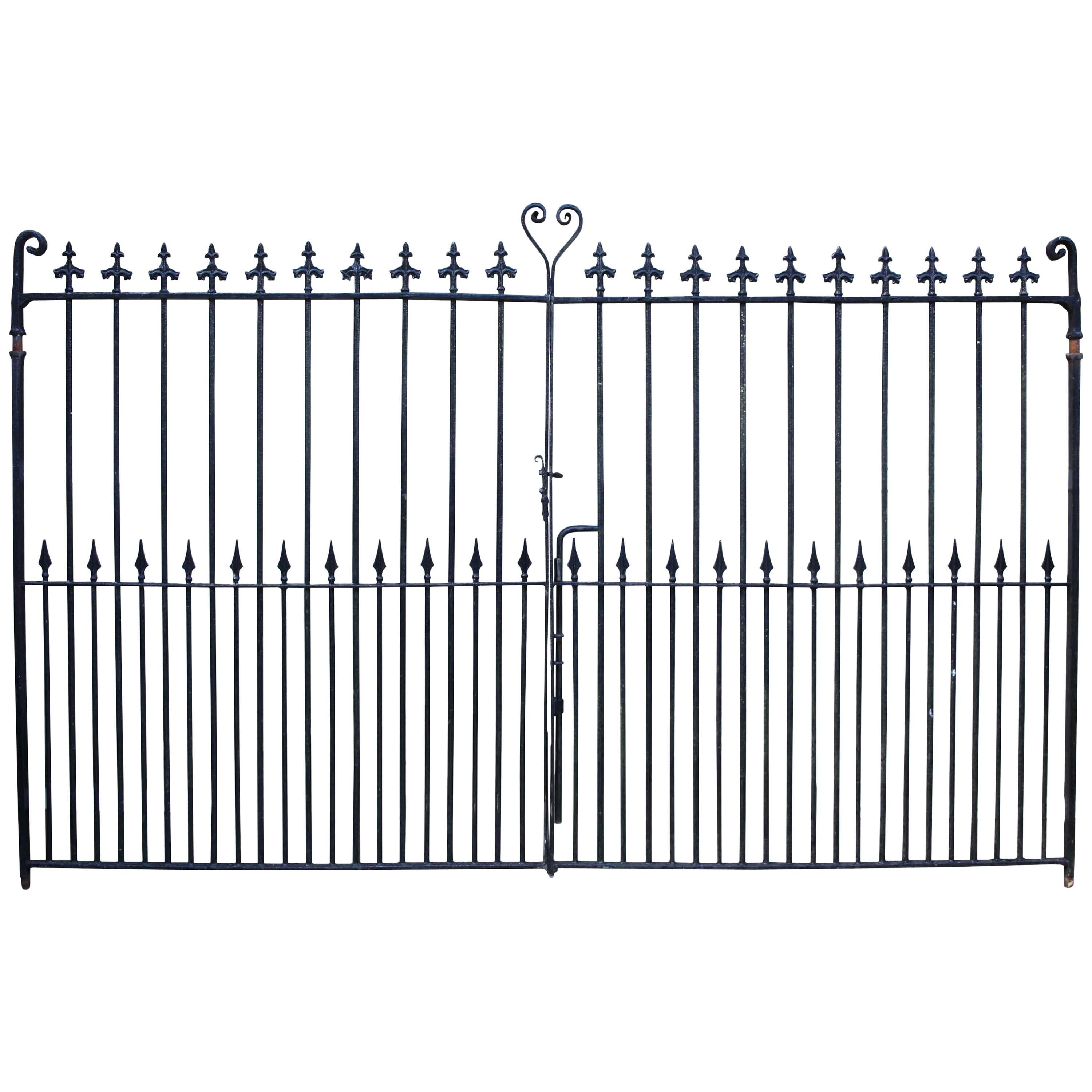 Pair of Antique Wrought Iron Entrance or Driveway Gates
