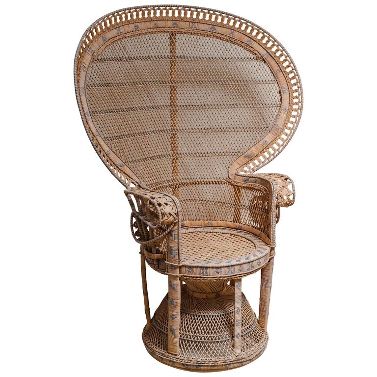1970s Rattan/Wicker Peacock Chair at 1stdibs