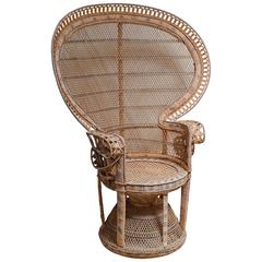 Retro 1970s Rattan/Wicker Peacock Chair