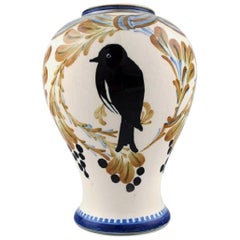 Aluminia Faience Vase, Bird Motif